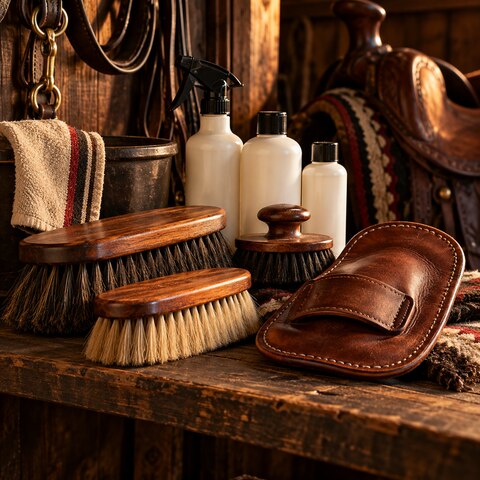 Horse grooming brushes and supplies